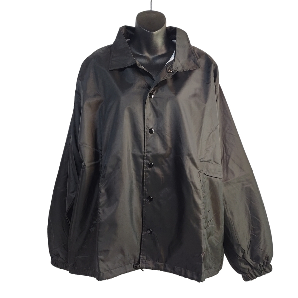 First Class Men's Black 100% Nylon Windbreaker Jacket Size M NWT